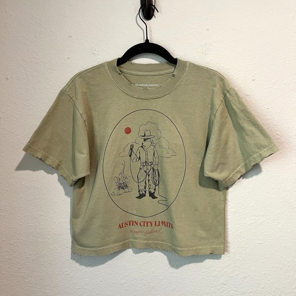 Brandon Maxwell For ACL Festival Cropped T-Shirt Small Sage Green ACL 2025